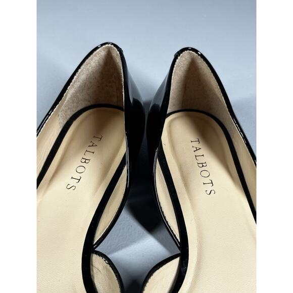 Talbots Patent Leather D'Orsay Flats Womens 8 Black Pointed Toe Shoes Slip On - Picture 6 of 8
